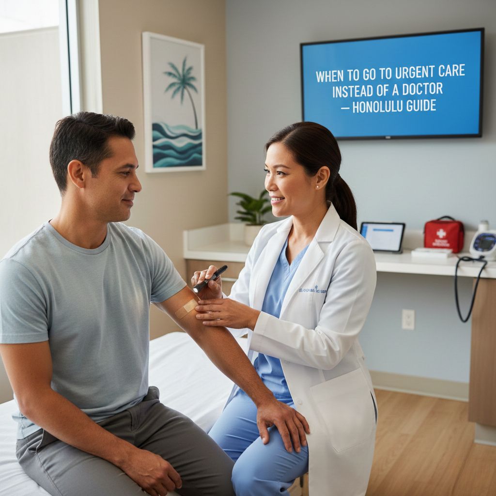 Patient checks in at NIU Health Urgent Care reception desk while a friendly staff member hands over intake paperwork